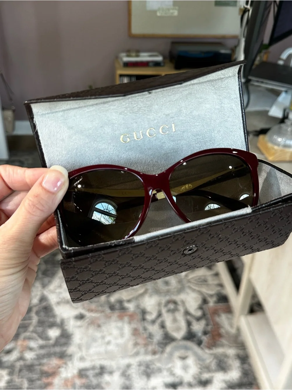 Gucci Oversized Women's Sunglasses in Deep Burgundy